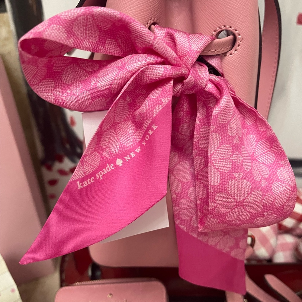 Kate Spade pink SPADE Flower Silk Skinny Scarf ♠️
